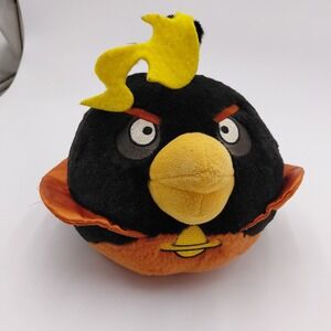 Commonwealth Angry Birds Space Plush Fire Bomb Black Bird 8" Stuffed Animal